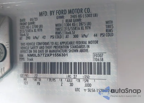2023 Ford Transit Connect Xlt from USA, damaged, VIN NM0LS7T2XP1556301